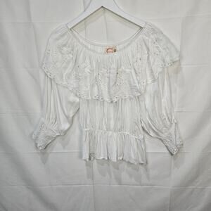 Raga [Sample] Blouse Off Shoulder Peasant Top White Size XS/Small
